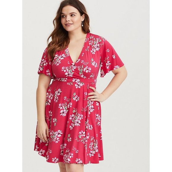 raspberry wrap dress